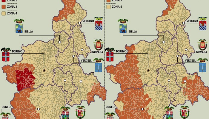 Mappa delle zone sismiche del piemonte